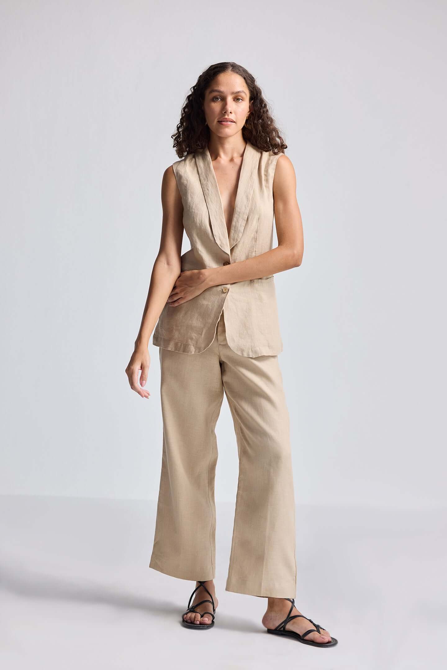 Sleeveless Hemp Jacket Set DC-Reistor