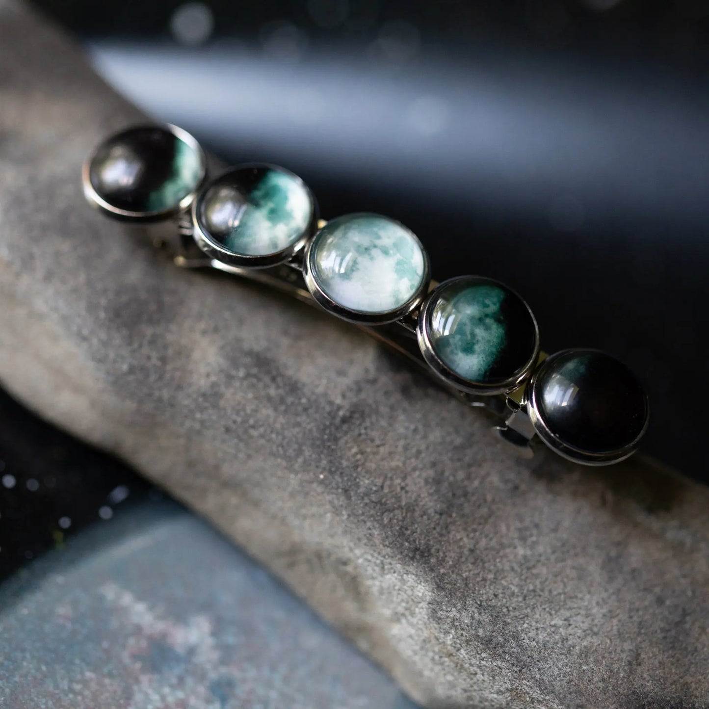 Moon Phase Hair Clip Barrette DC-Yugen Handmade