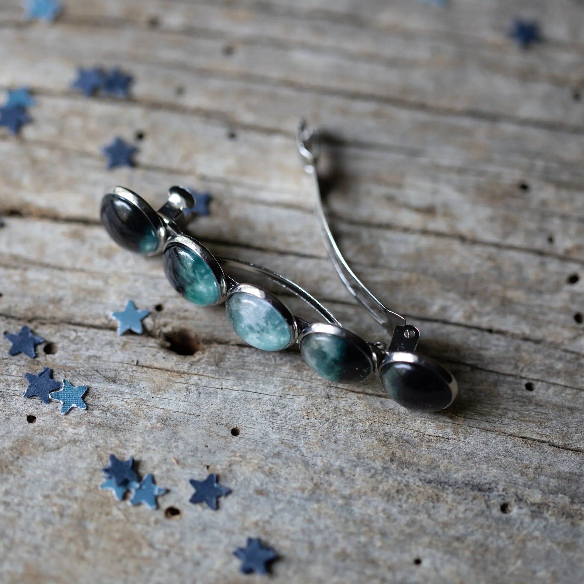 Moon Phase Hair Clip Barrette DC-Yugen Handmade