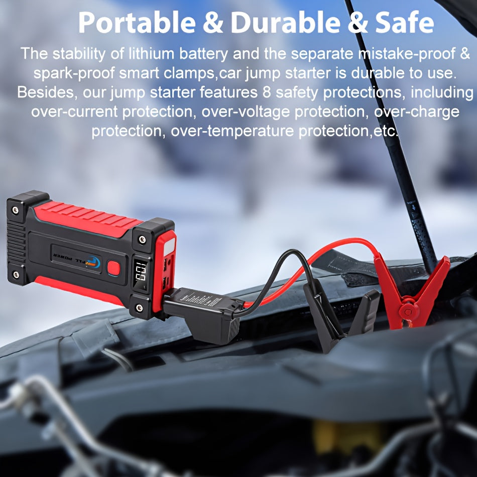 [Portable Car Jump Starter] 2500A Portable 12V Car Jump Starter Power Bank - Battery Booster Charger Starting Device for Petrol Diesel Car Starter Buster (6.0L Gas or 5.0L Diesel Engine) ferrersa