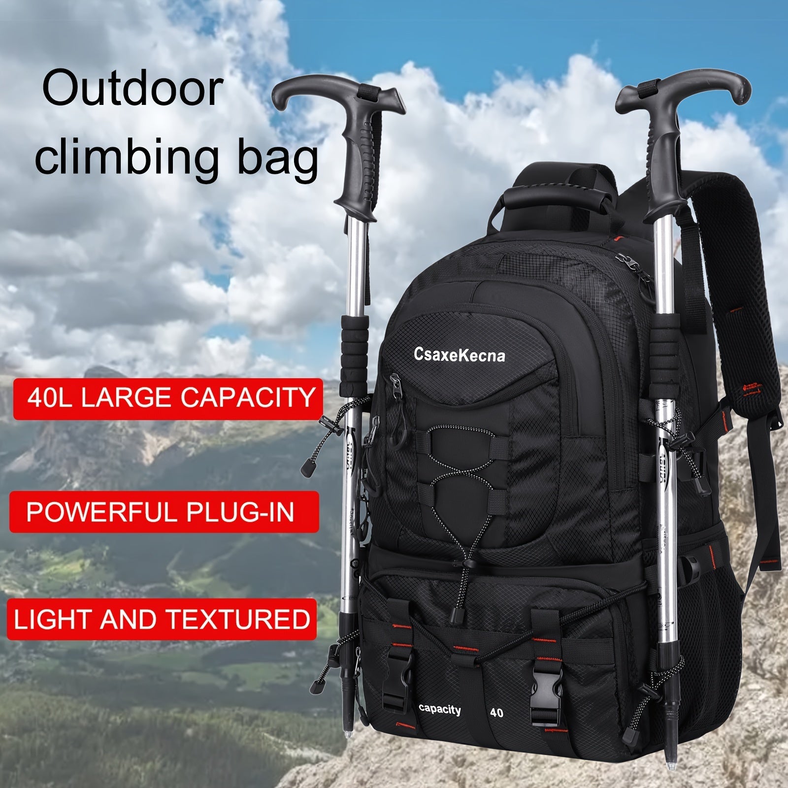 [Men‘S Backpack]Men'S 10.57gal Hiking Backpack, Lightweight Travel Rucksack with USB  No Battery Included ferrersa