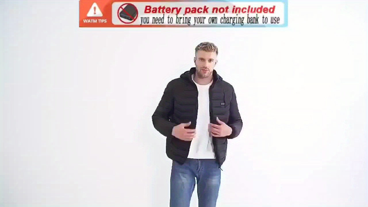 Men's Smart Heating Jacket with 21 Zones - USB Rechargeable, Warm & Cozy for Fall/Winter, Machine Washable, Polyester, Hooded Design ferrersa