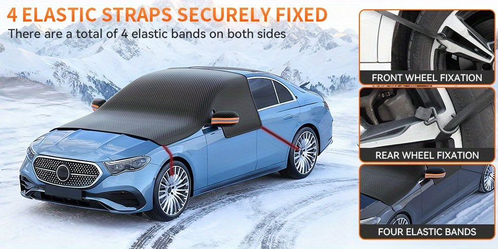 Magnetic Car Windshield Snow Cover - Heavy-Duty Oxford Fabric Windshield with 5- Anti-Snow Shield, Portable Scratch-Resistant Cover Suitable for /SUVs, Winter Car Accessory (No Drill Installation) ferrersa