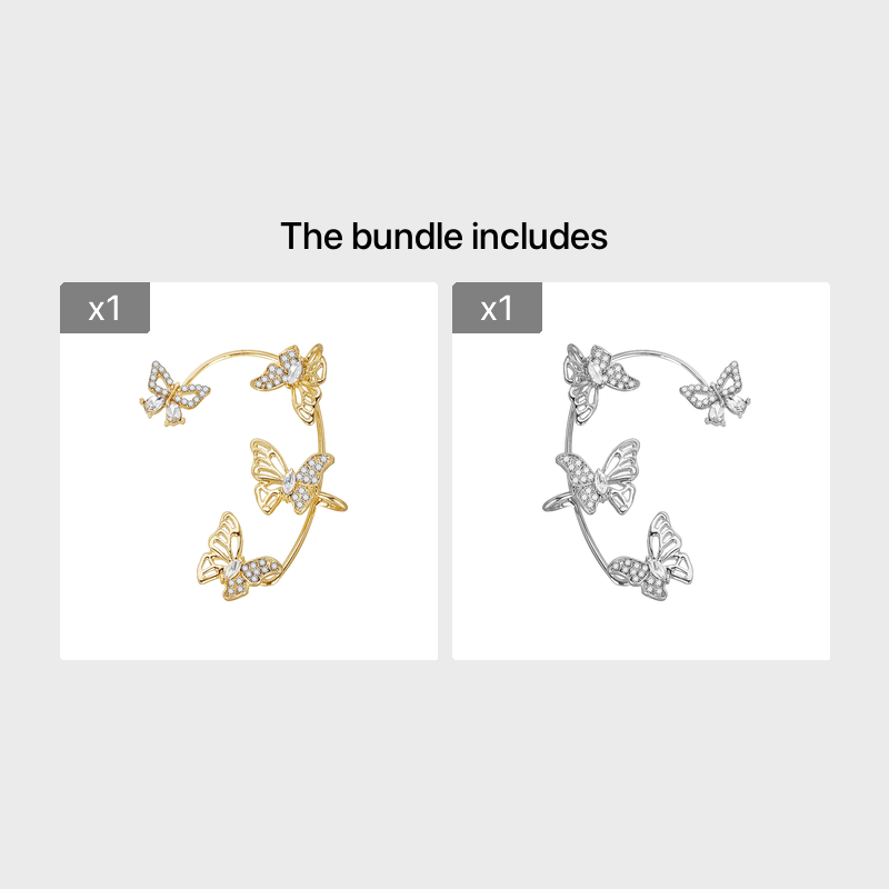 Women'S Elegant Butterfly Ear Cuffs - No-Piercing Ear Hooks, Synthetic Gemstone Accents, Everyday & Formal Jewelry for Parties, Weddings, Everyday Outfits - Non-Piercing Ear Clips for Sensitive Light Beige, Party Accessories, ferrersa