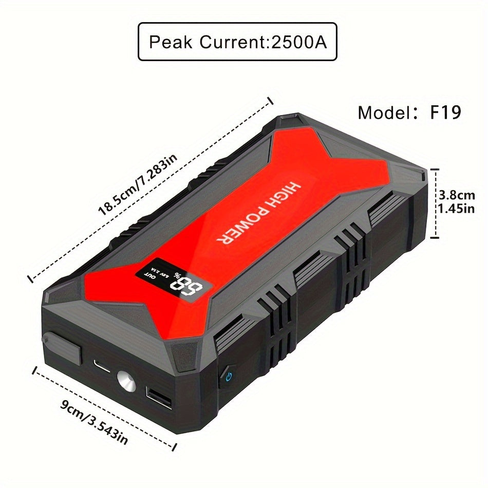 [Portable Car Jump Starter] 2500A Portable 12V Car Jump Starter Power Bank - Battery Booster Charger Starting Device for Petrol Diesel Car Starter Buster (6.0L Gas or 5.0L Diesel Engine) ferrersa