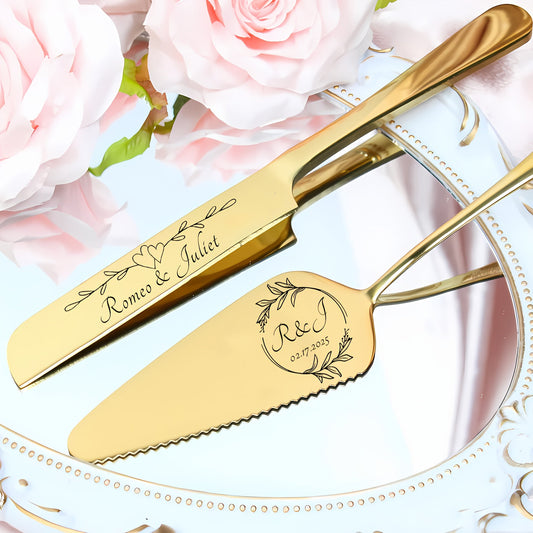 [2pcs Personalized Cake Set] 2pcs Stainless Steel Personalized Cake Tableware Set | Customized Text for Gifting to Family and Friends | Suitable for Weddings, Anniversaries, Birthdays, Holidays, Christmas | Dishwasher Safe ferrersa