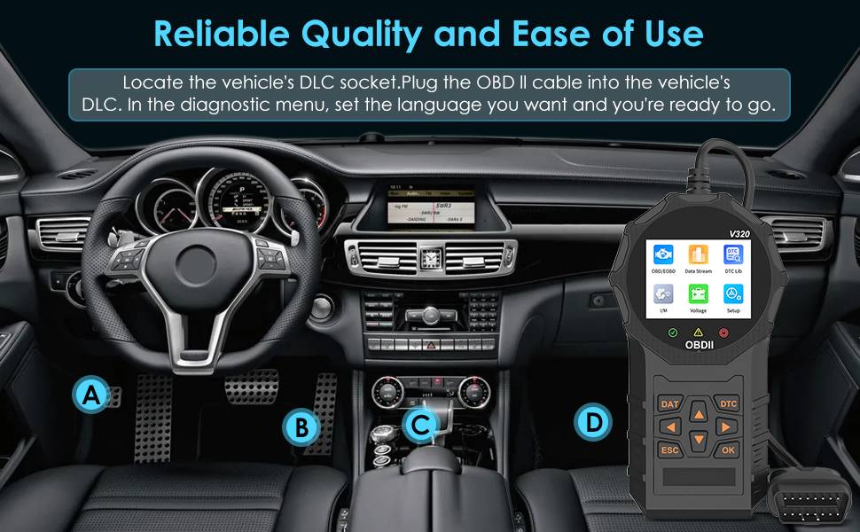 Automotive OBD2 Scanner OBD Code Reader Car Check Engine Fault Diagnostic Tool DC-Powered by People