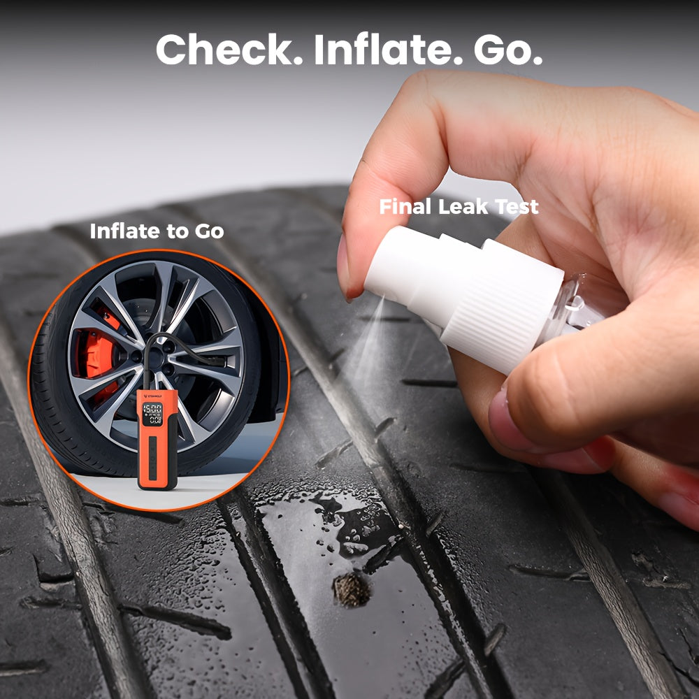 ETENWOLF C2 Combo Tire Repair Kit Wireless Tire Inflator For Cars, 4000mAh Battery Air Pump, Fast Car Tire Pump For Motorcycles, Bikes, Balls, LED Light For Emergency. Set Includes: Diagonal Pliers, A Tire Inflator, Lubricant ferrersa