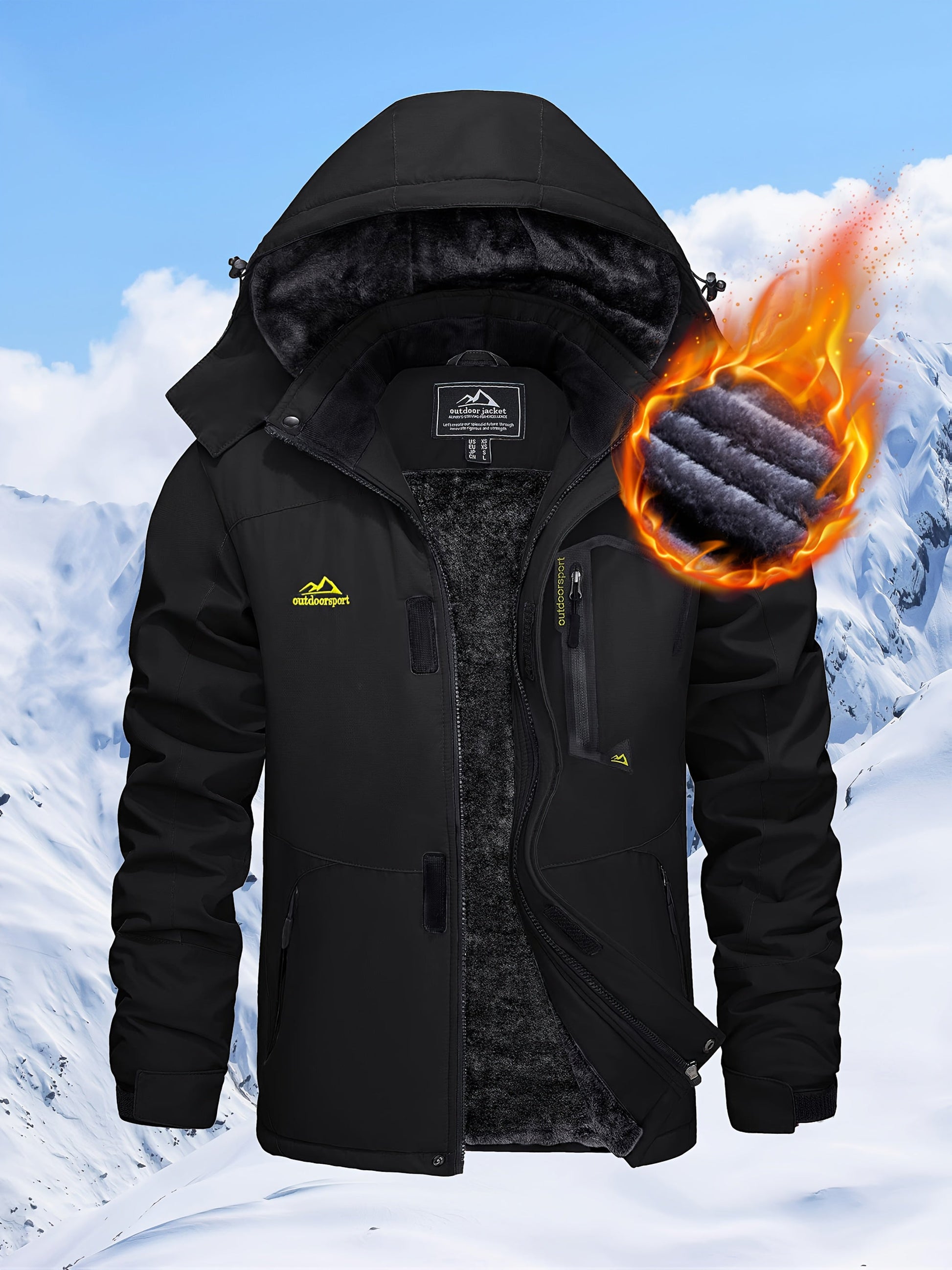 Men'S Winter Ski Jackets Warm Fleece Lined Coats Waterproof Windproof Hooded Thermal Outdoor Parka Thick Sport Hiking Jogging Camping Fishing Climbing Traveling Skiing Snowboarding Casual Windbreaker ferrersa
