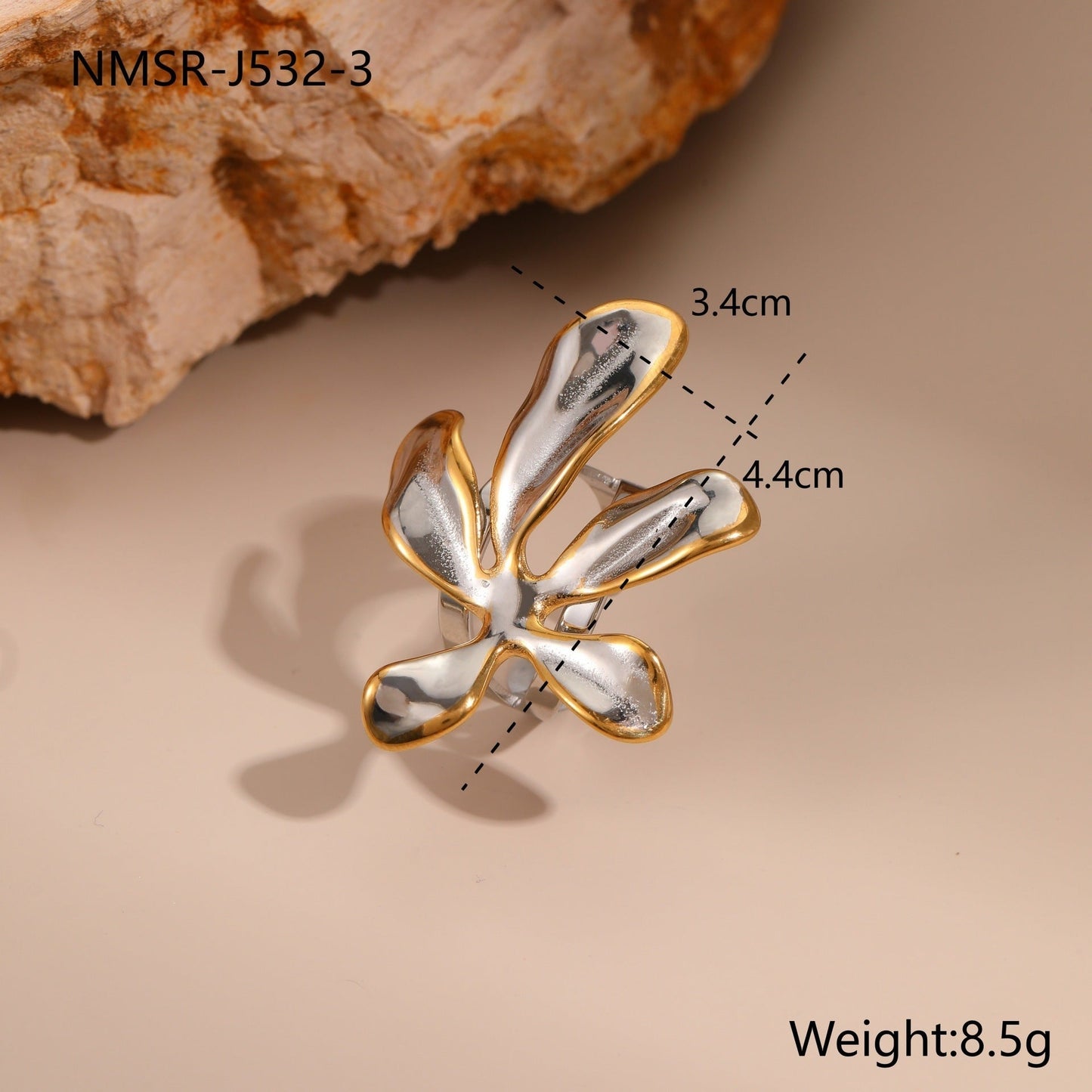 European And American Dignified Flowers Necklace Titanium Steel Earrings Open Ring ferrersa