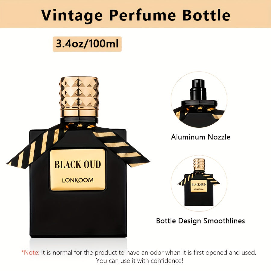 LONKOOM BLACK OUD, a Woody Aromatic Fragrance for Men, Features a Luxurious Texture And Opulent Oriental Charm. It Includes Notes of Lavender, Sage, Bergamot, Chrysophoron, Cocoa Pod, Cardamom, Patchouli, Leather ferrersa