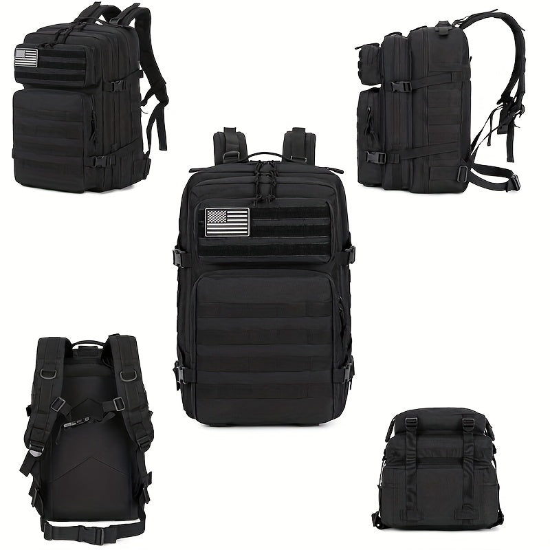 Outdoor Sports Backpack, Large Capacity Tactical Bag with MOLLE Expansion, 2D Buckles, Zipper Closure, Polyester ferrersa