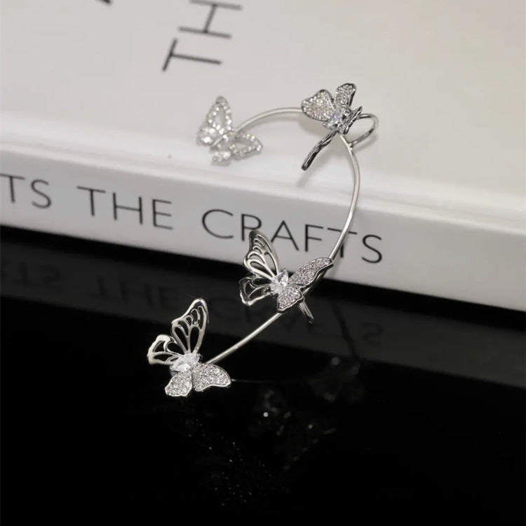 Women'S Elegant Butterfly Ear Cuffs - No-Piercing Ear Hooks, Synthetic Gemstone Accents, Everyday & Formal Jewelry for Parties, Weddings, Everyday Outfits - Non-Piercing Ear Clips for Sensitive Light Beige, Party Accessories, ferrersa