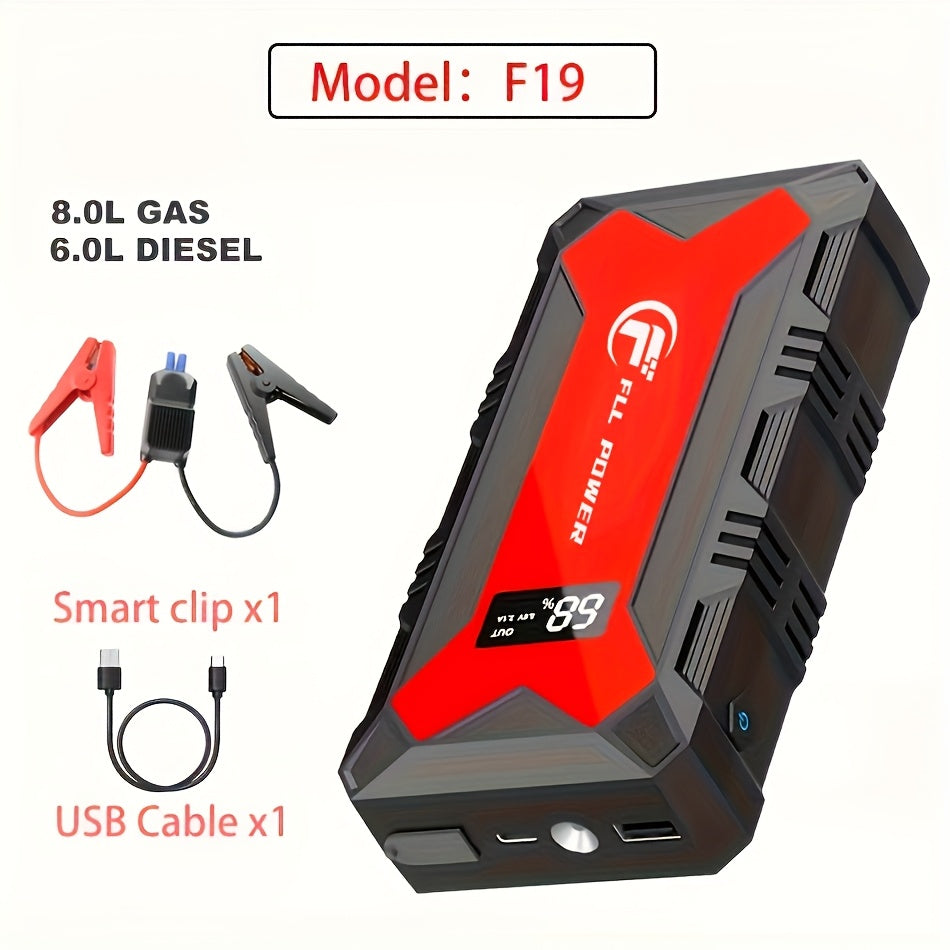 [Portable Car Jump Starter] 2500A Portable 12V Car Jump Starter Power Bank - Battery Booster Charger Starting Device for Petrol Diesel Car Starter Buster (6.0L Gas or 5.0L Diesel Engine) ferrersa