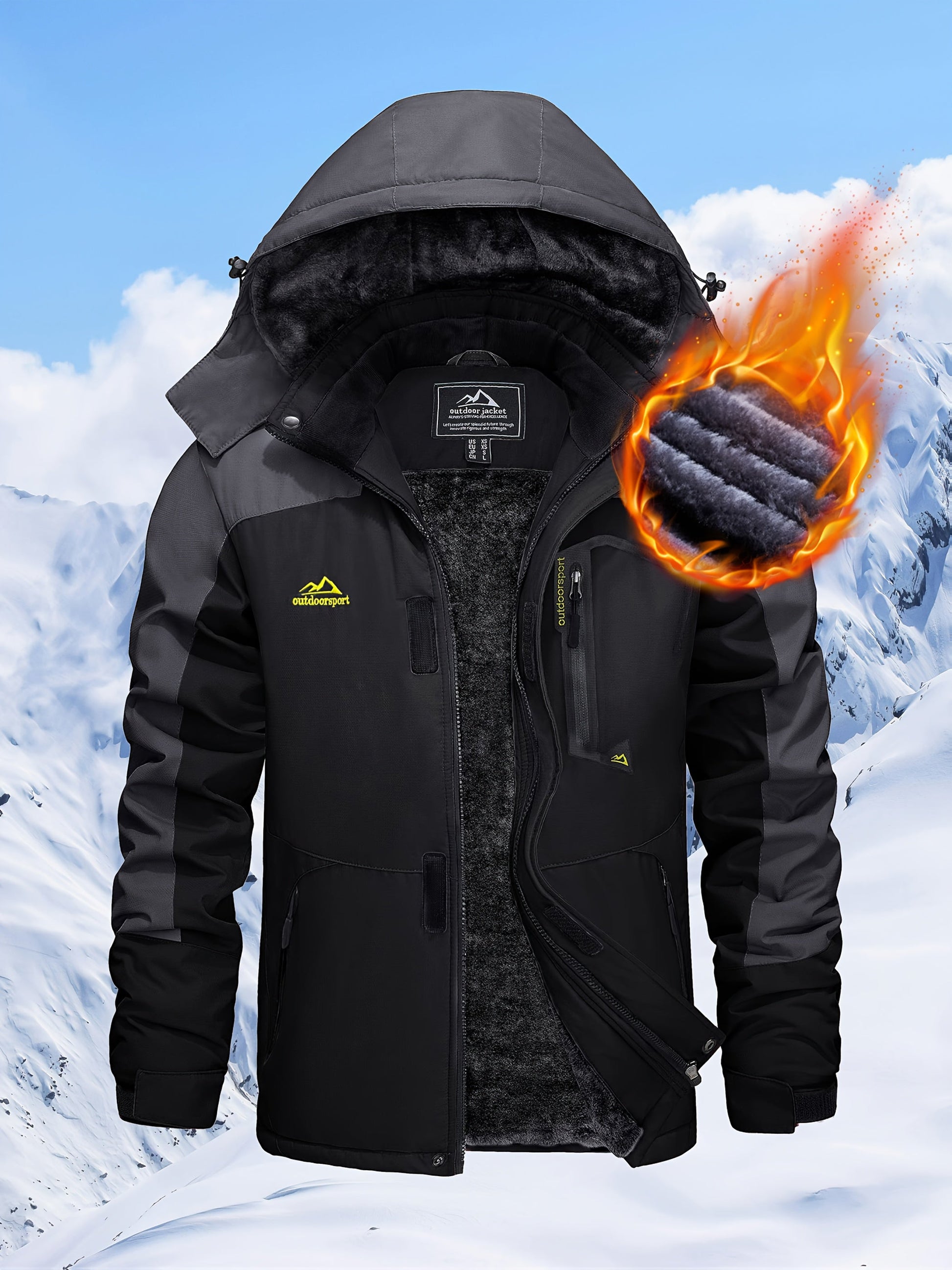 Men'S Winter Ski Jackets Warm Fleece Lined Coats Waterproof Windproof Hooded Thermal Outdoor Parka Thick Sport Hiking Jogging Camping Fishing Climbing Traveling Skiing Snowboarding Casual Windbreaker ferrersa