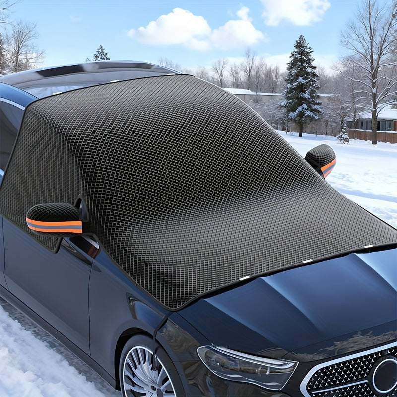 Magnetic Car Windshield Snow Cover - Heavy-Duty Oxford Fabric Windshield with 5- Anti-Snow Shield, Portable Scratch-Resistant Cover Suitable for /SUVs, Winter Car Accessory (No Drill Installation) ferrersa