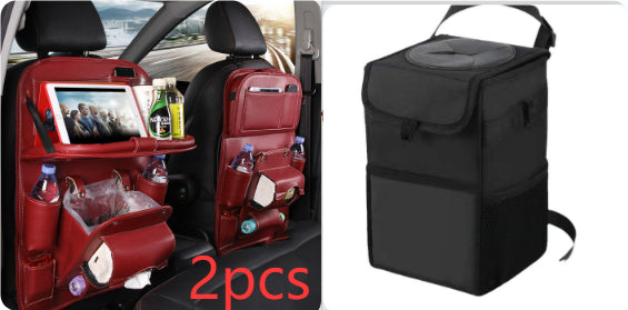 PU Leather Car Storage Bag Multifunction Seat Back Tray Hanging Bag Waterproof Car Organizer Automotive Interior Accessories DC-Powered by People