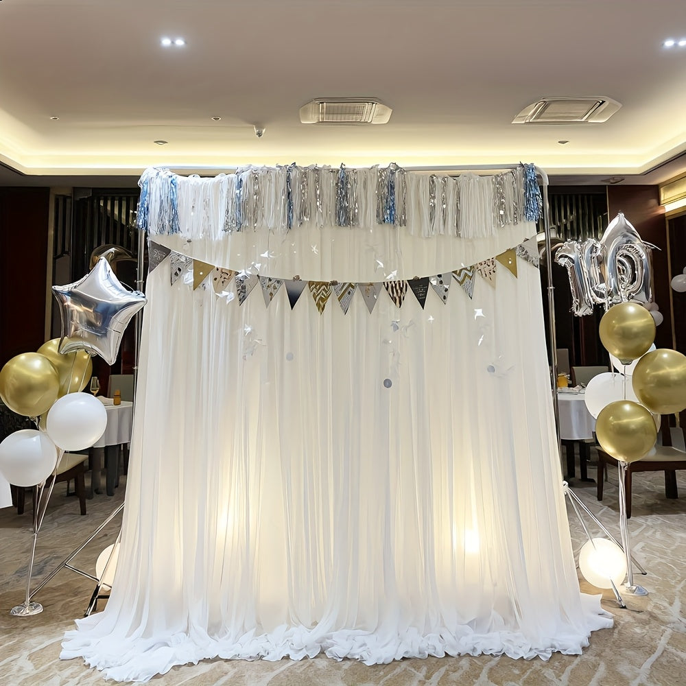 2pcs 59x118 Inch Sheer Tulle Backdrop Curtains - Premium Polyester Wedding Birthday Photo Booth Decor, Lightweight Transparent Background Drapes for Parties, Photography, Christmas, Valentine’s Day & More, Party Decorations ferrersa