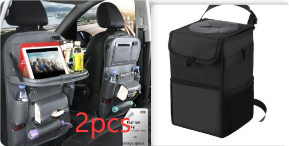 PU Leather Car Storage Bag Multifunction Seat Back Tray Hanging Bag Waterproof Car Organizer Automotive Interior Accessories DC-Powered by People