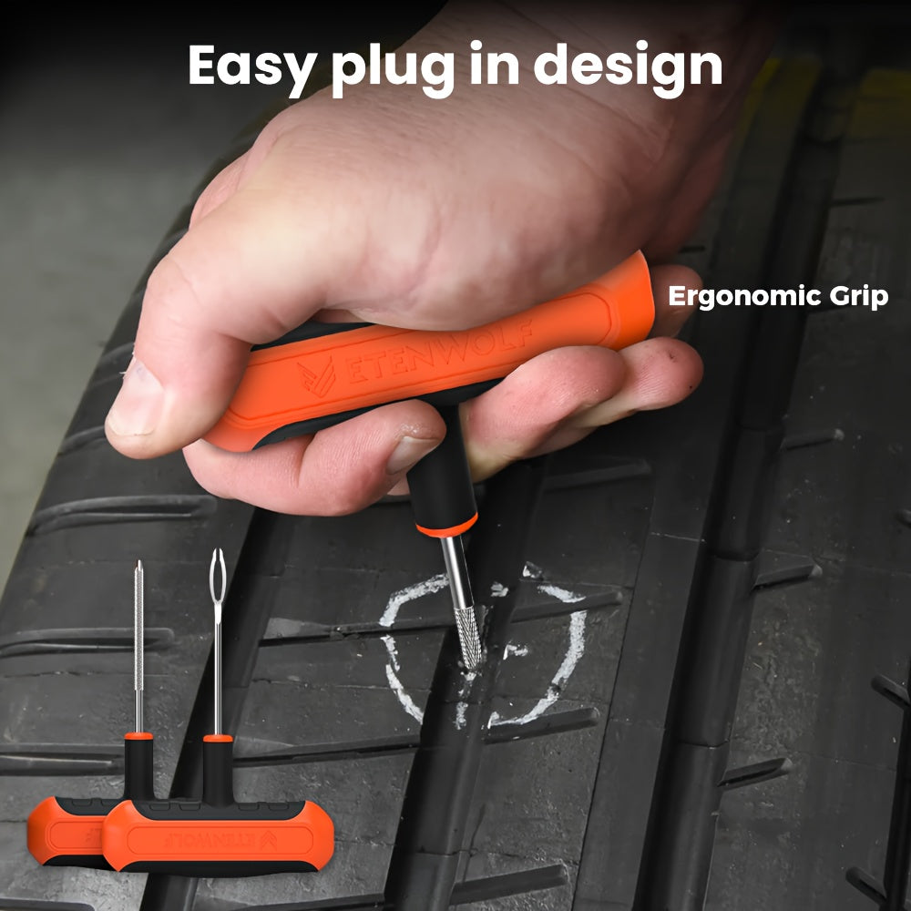 ETENWOLF C2 Combo Tire Repair Kit Wireless Tire Inflator For Cars, 4000mAh Battery Air Pump, Fast Car Tire Pump For Motorcycles, Bikes, Balls, LED Light For Emergency. Set Includes: Diagonal Pliers, A Tire Inflator, Lubricant ferrersa