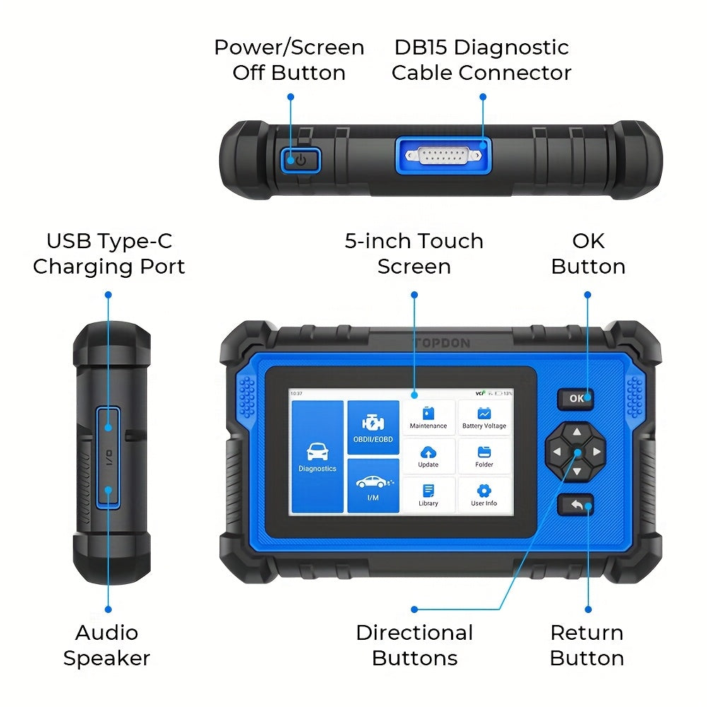 TOPDON AD600 OBD2 Scanner ABS SRS Transmission Engine Diagnostic Tool for Car ferrersa