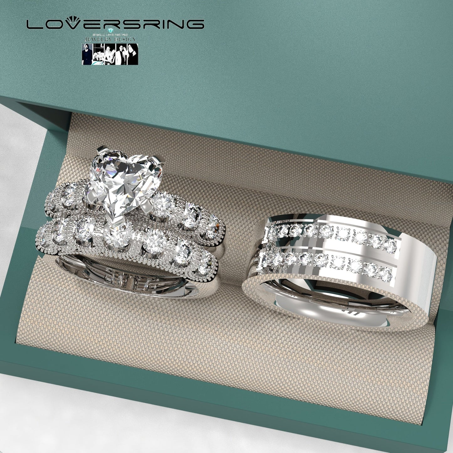 Bridal Sets Wedding Ring Sets His And Hers Promise Ring Couples Bridal Sets Women S925 Sterling Silvery Moissanite Man Titanium Wedding Bands With Couple Ring Box ferrersa