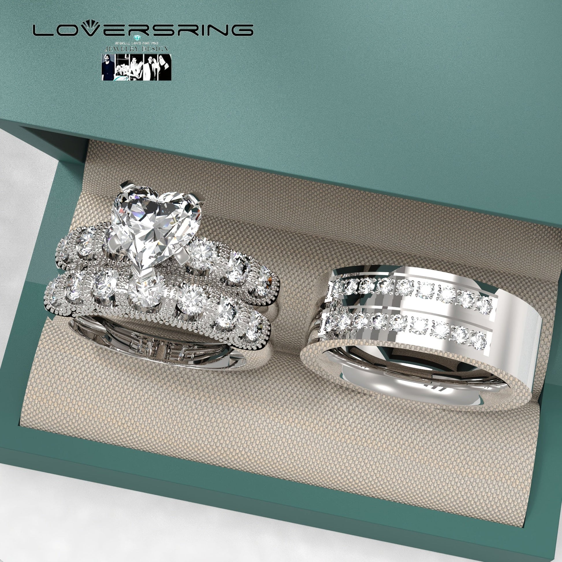 Bridal Sets Wedding Ring Sets His And Hers Promise Ring Couples Bridal Sets Women S925 Sterling Silvery Moissanite Man Titanium Wedding Bands With Couple Ring Box ferrersa