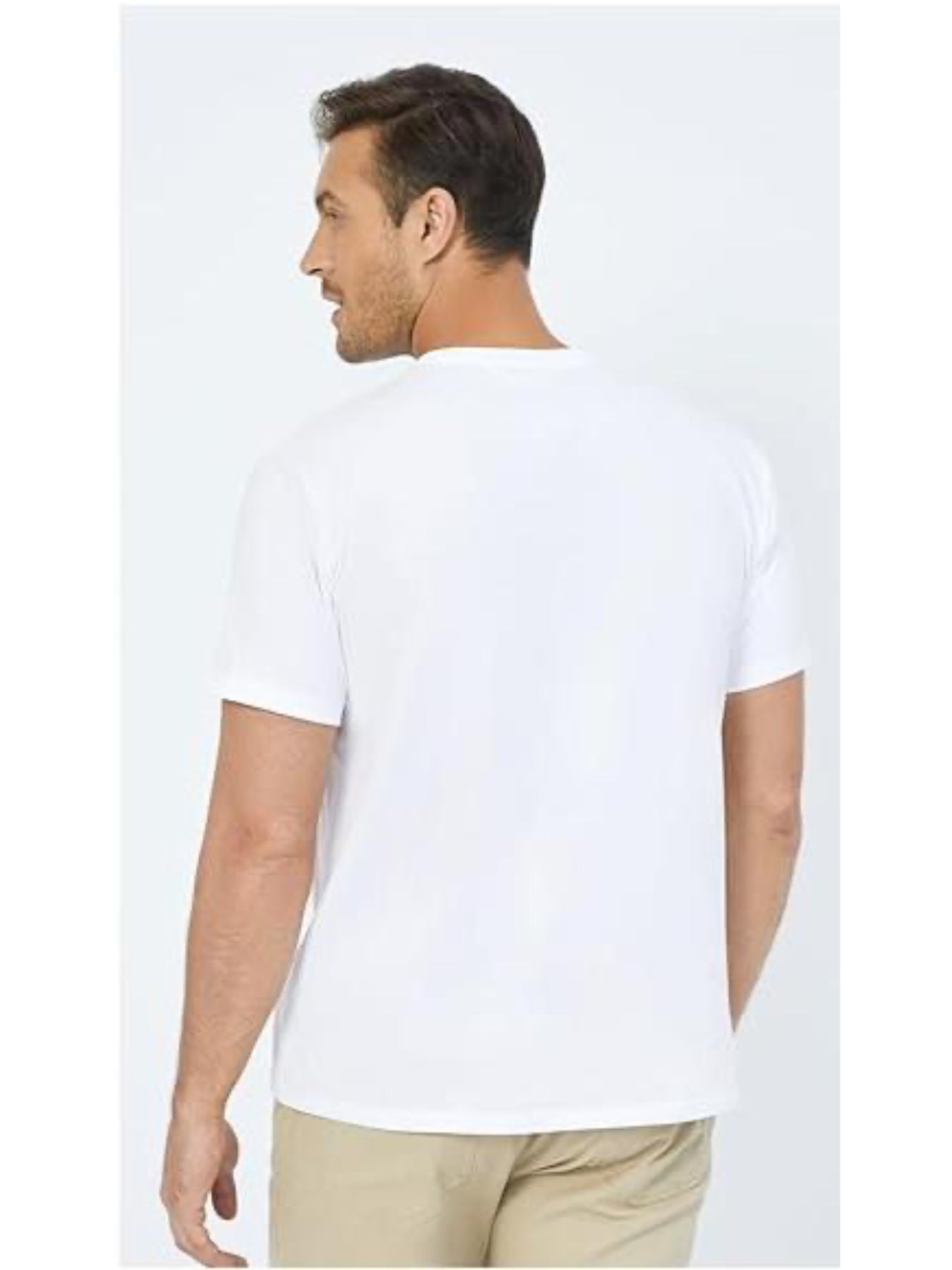 Neat White Basic Crewneck Short Sleeve Cotton Polyester Water Repellent Tops T Shirts Tee For Men ferrersa