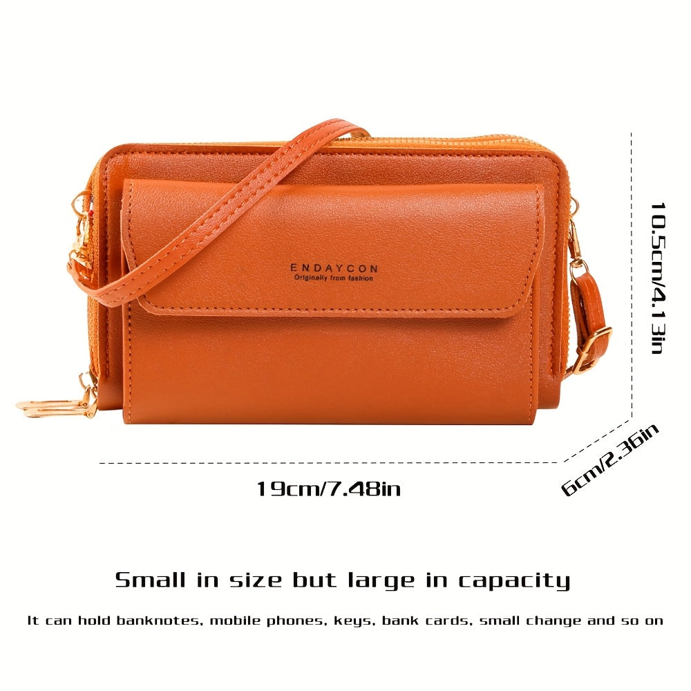 Women'S Large Capacity Multi-Functional Phone Wallet with Double-Layer Zipper Closure - Convertible Crossbody Bag & Card Holder, Golden-Tone Hardware, Detachable Strap, Cash Pocket & Phone Compartment - Stylish & Portable Tra ferrersa