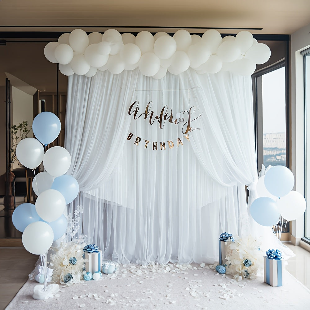 2pcs 59x118 Inch Sheer Tulle Backdrop Curtains - Premium Polyester Wedding Birthday Photo Booth Decor, Lightweight Transparent Background Drapes for Parties, Photography, Christmas, Valentine’s Day & More, Party Decorations ferrersa