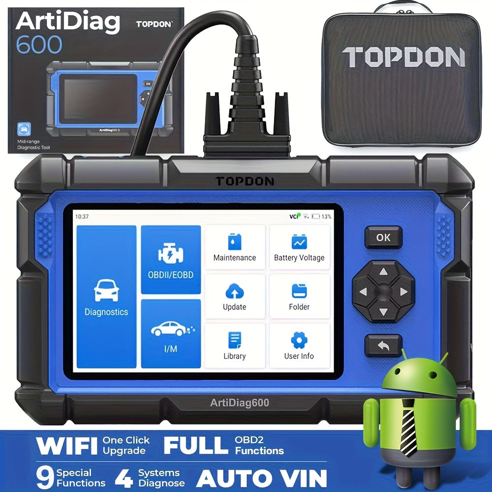 TOPDON AD600 OBD2 Code Reader And Diagnostic for ABS, SRS, AT, And Engine, Featuring 9 Reset Services Including Oil, Brake, BMS, SAS, DPF, TPMS, ETS Reset, ABS Bleeding, And Injector Coding, with Free Lifetime Updates ferrersa