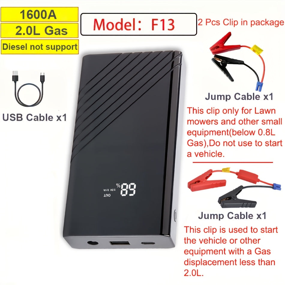 [Portable Car Jump Starter] 2500A Portable 12V Car Jump Starter Power Bank - Battery Booster Charger Starting Device for Petrol Diesel Car Starter Buster (6.0L Gas or 5.0L Diesel Engine) ferrersa