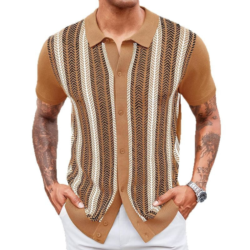 Men's Casual Striped Jacquard Sweater ferrersa