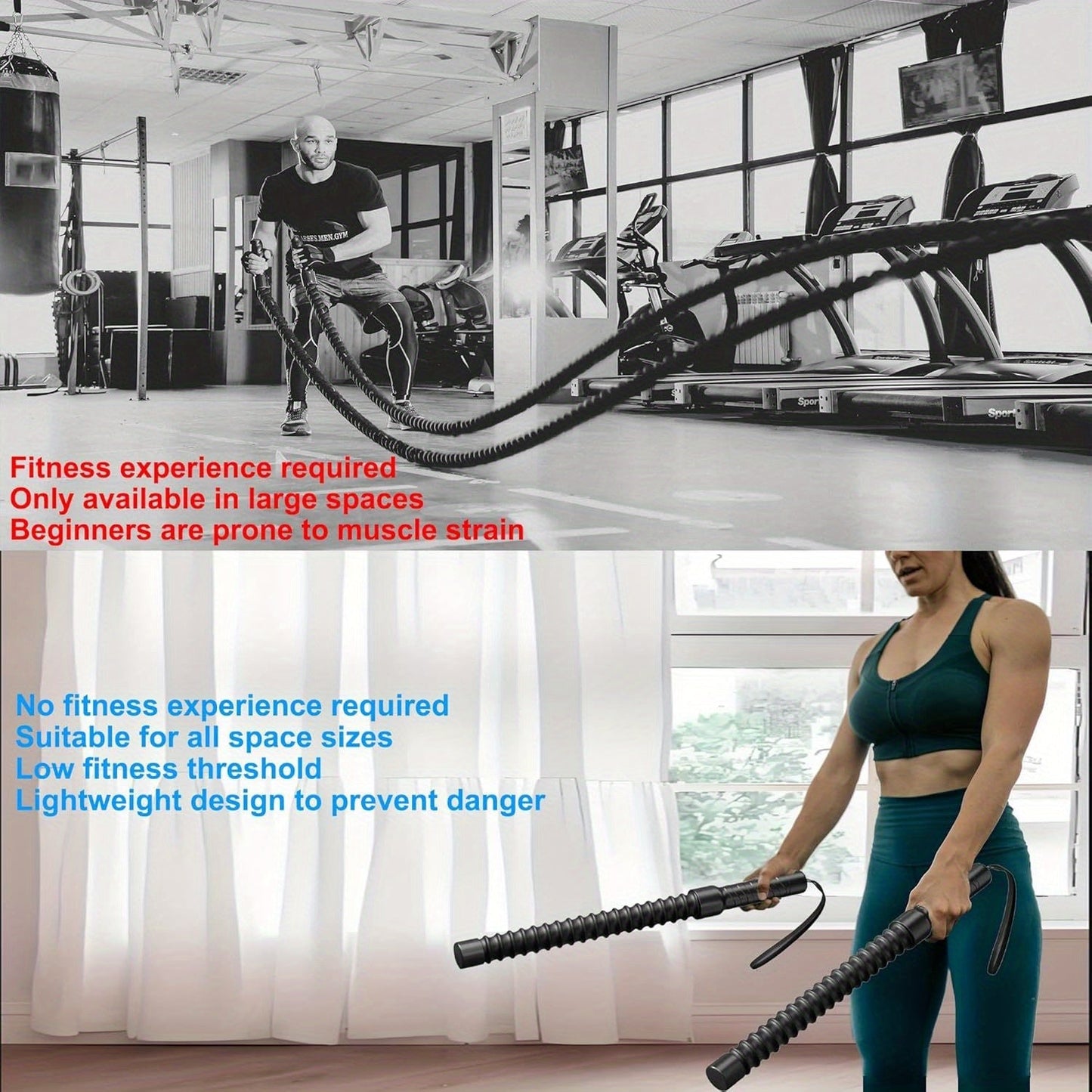 [Portable Fitness Rope] 2pcs Cordless Combat Rope Men's And Women's Home Gym Portable Fitness Rope Household Portable Arm Muscle Sling Fitness Products ferrersa