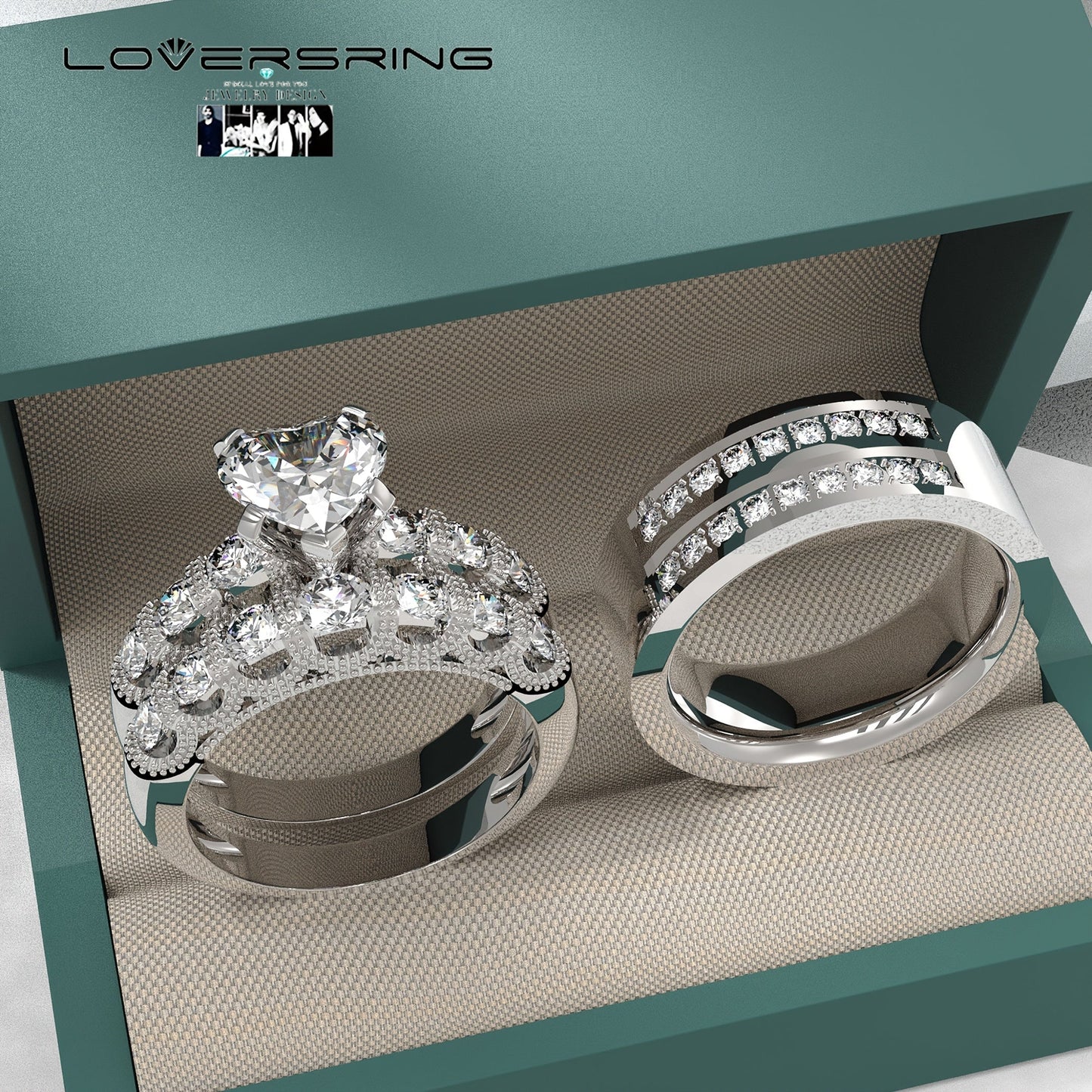 Bridal Sets Wedding Ring Sets His And Hers Promise Ring Couples Bridal Sets Women S925 Sterling Silvery Moissanite Man Titanium Wedding Bands With Couple Ring Box ferrersa
