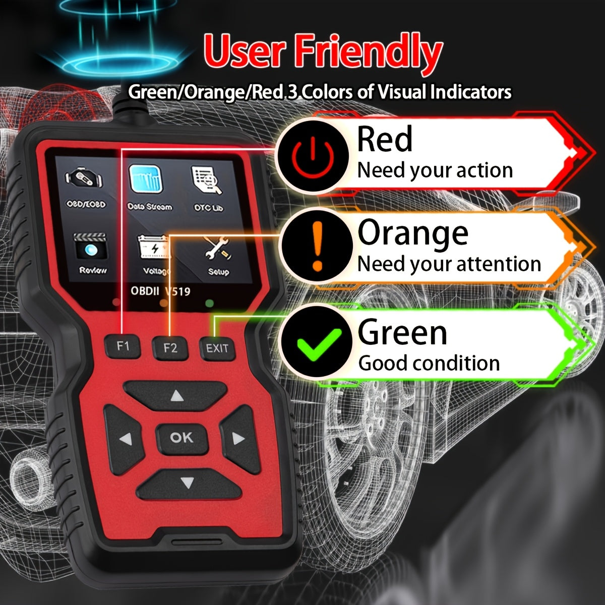 [OBD2 Scanner USB-Powered] UUPAS 2025 Compatible for Most Cars OBD2 Scanner Compatible with USB-Powered OBDII Diagnostic Tool, Real-Time Car Engine Fault Code Reader, No Battery Required, for Professional Mechanics & DIY Vehi ferrersa