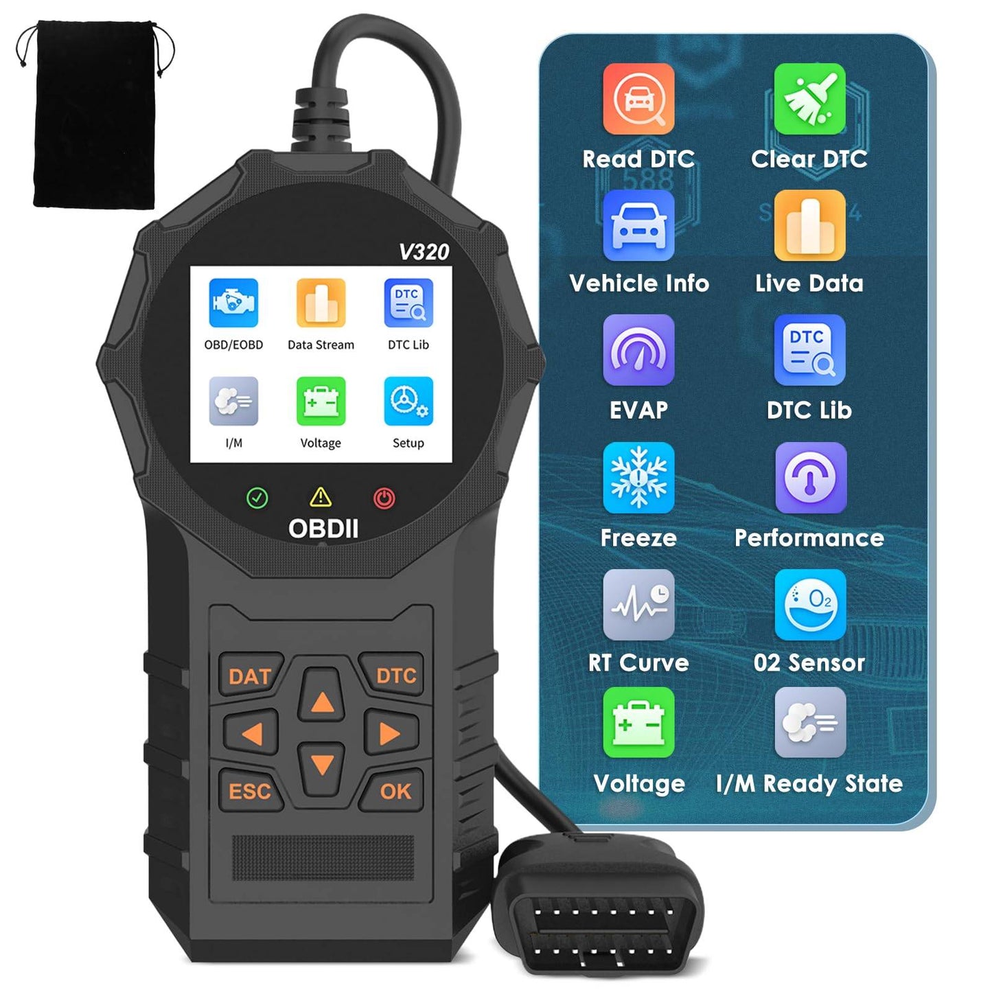 Automotive OBD2 Scanner OBD Code Reader Car Check Engine Fault Diagnostic Tool DC-Powered by People