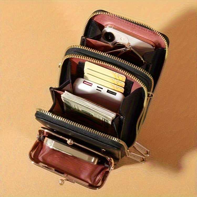 [Elegant Phone Wallet] Elegant and Fashionable Phone Wallet | Secure Kiss Lock Design, Lightweight and Neat - Holds Phone, Large Cash Cards, Small Cosmetics - Must-Have for Women Traveling ferrersa