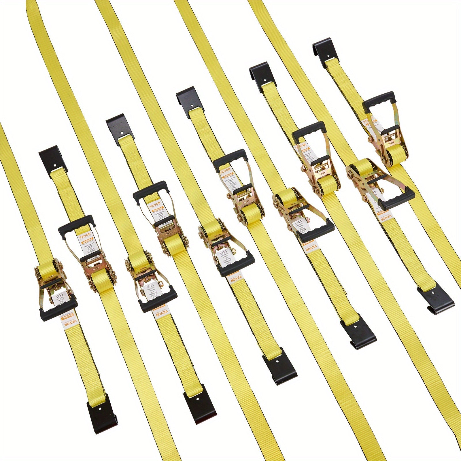 "VEVOR Ratchet Tie Down Straps (10PK) - 10000 lb Break Strength, Endless Ratchet with 10 Premium 2"" x 30' Tie Downs Heavy Duty, Track Spring Fittings - For Moving, Securing Cargo, Appliances, Motorcycle - Ideal for Heavy Dut ferrersa