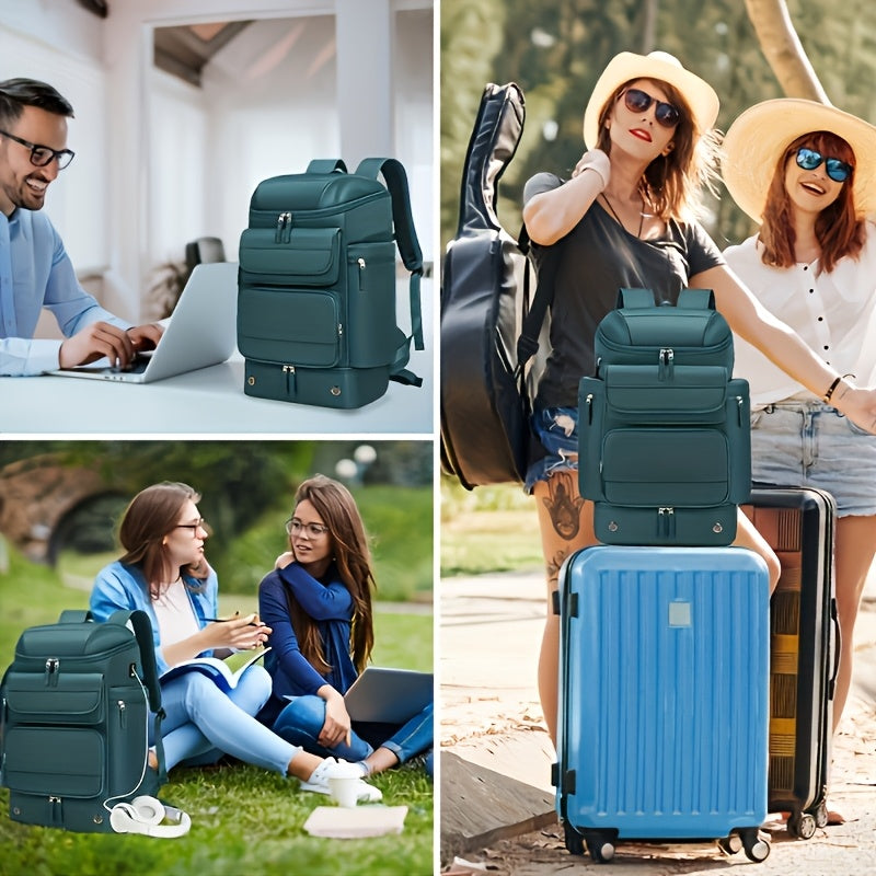 Large And Functional Travel Backpack, Sturdy Carry-On Backpack That Converts to a Duffle Bag with an Integrated USB Charging Port, Multi-Purpose Laptop Daypack for Both Men And Women, Heavy-Duty And, Dark Green Color ferrersa
