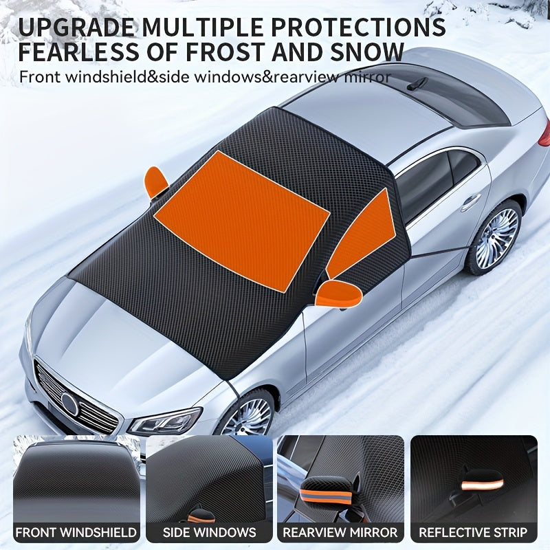 Magnetic Car Windshield Snow Cover - Heavy-Duty Oxford Fabric Windshield with 5- Anti-Snow Shield, Portable Scratch-Resistant Cover Suitable for /SUVs, Winter Car Accessory (No Drill Installation) ferrersa