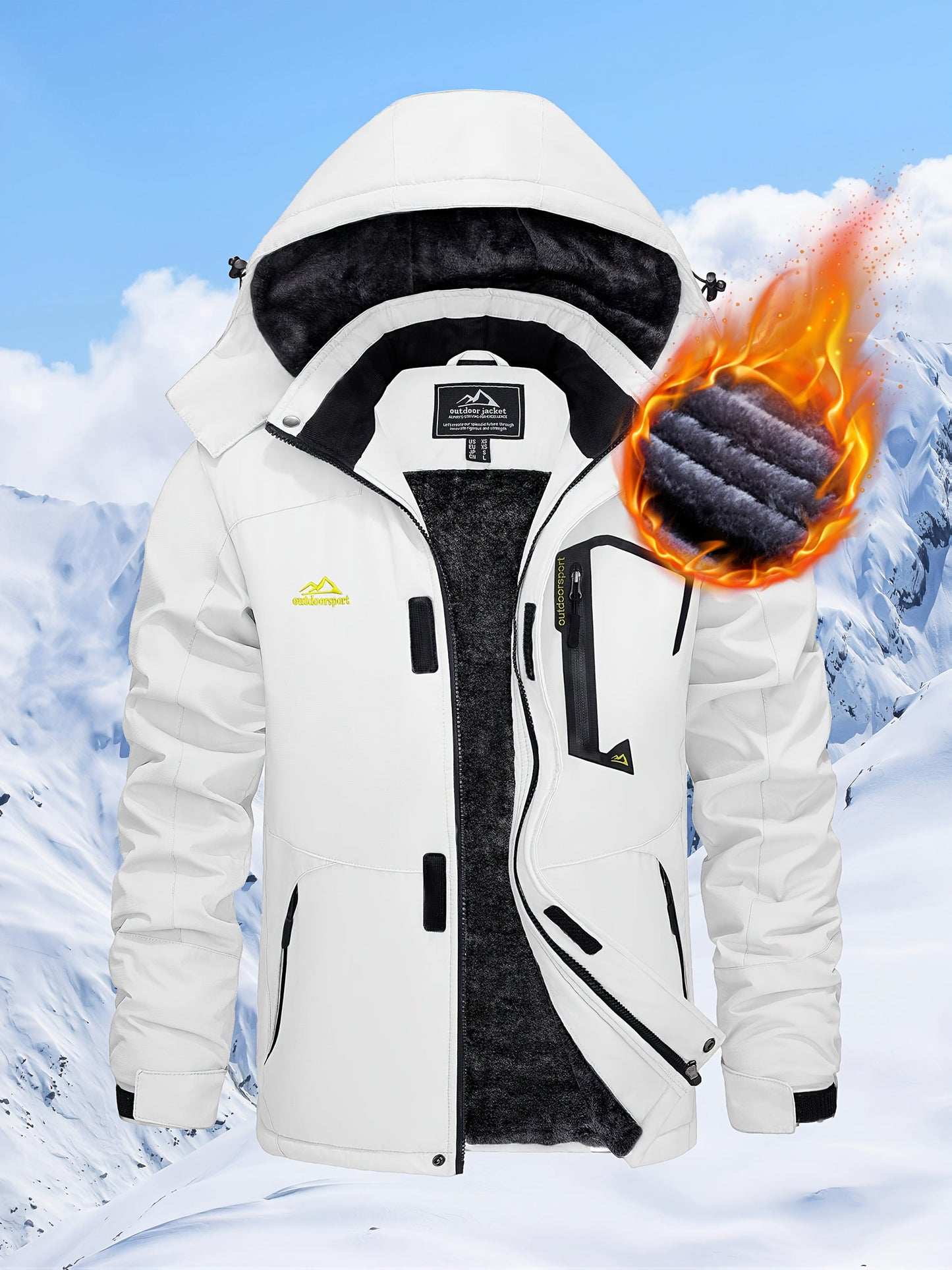 Men'S Winter Ski Jackets Warm Fleece Lined Coats Waterproof Windproof Hooded Thermal Outdoor Parka Thick Sport Hiking Jogging Camping Fishing Climbing Traveling Skiing Snowboarding Casual Windbreaker ferrersa