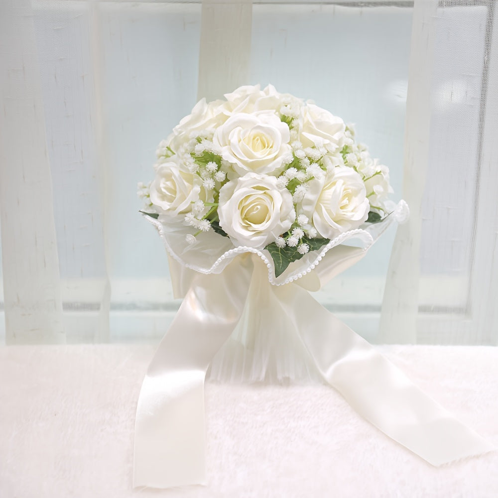 Artificial Rose Bouquet for Wedding, Engagement, Bride, Bridesmaid, Wedding Decoration, Holiday, Birthday Gift, and Photography ferrersa