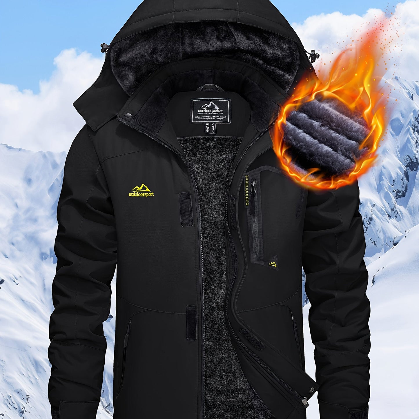 Men'S Winter Ski Jackets Warm Fleece Lined Coats Waterproof Windproof Hooded Thermal Outdoor Parka Thick Sport Hiking Jogging Camping Fishing Climbing Traveling Skiing Snowboarding Casual Windbreaker ferrersa