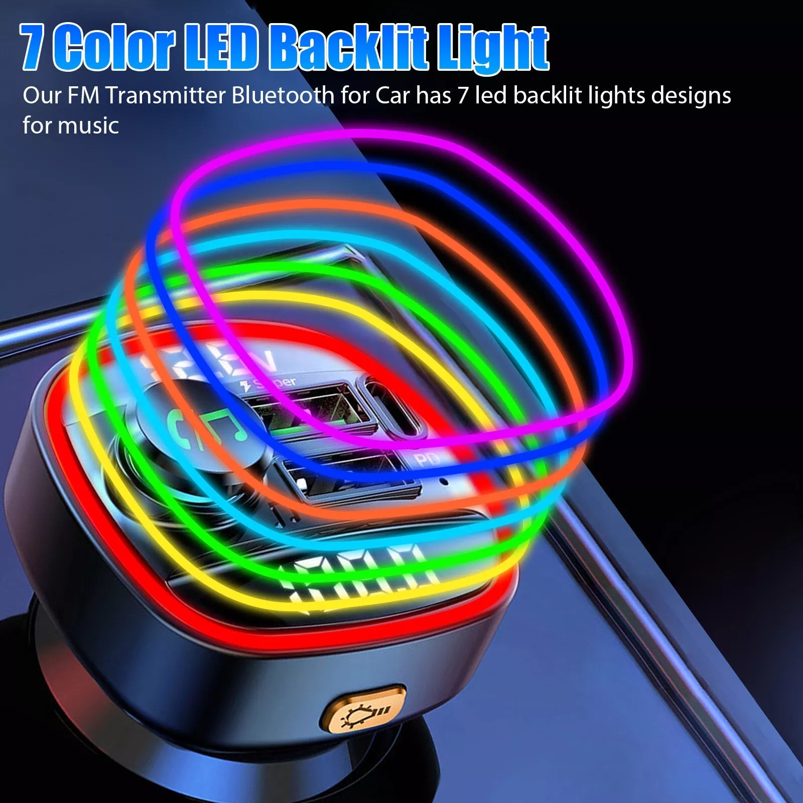 Bluetooth 5.0 Car Wireless FM Transmitter Adapter USB PD Charger AUX Hands-Free Noise Reduction Audio Receiver Car Kit Handsfree Dual DC-Powered by People