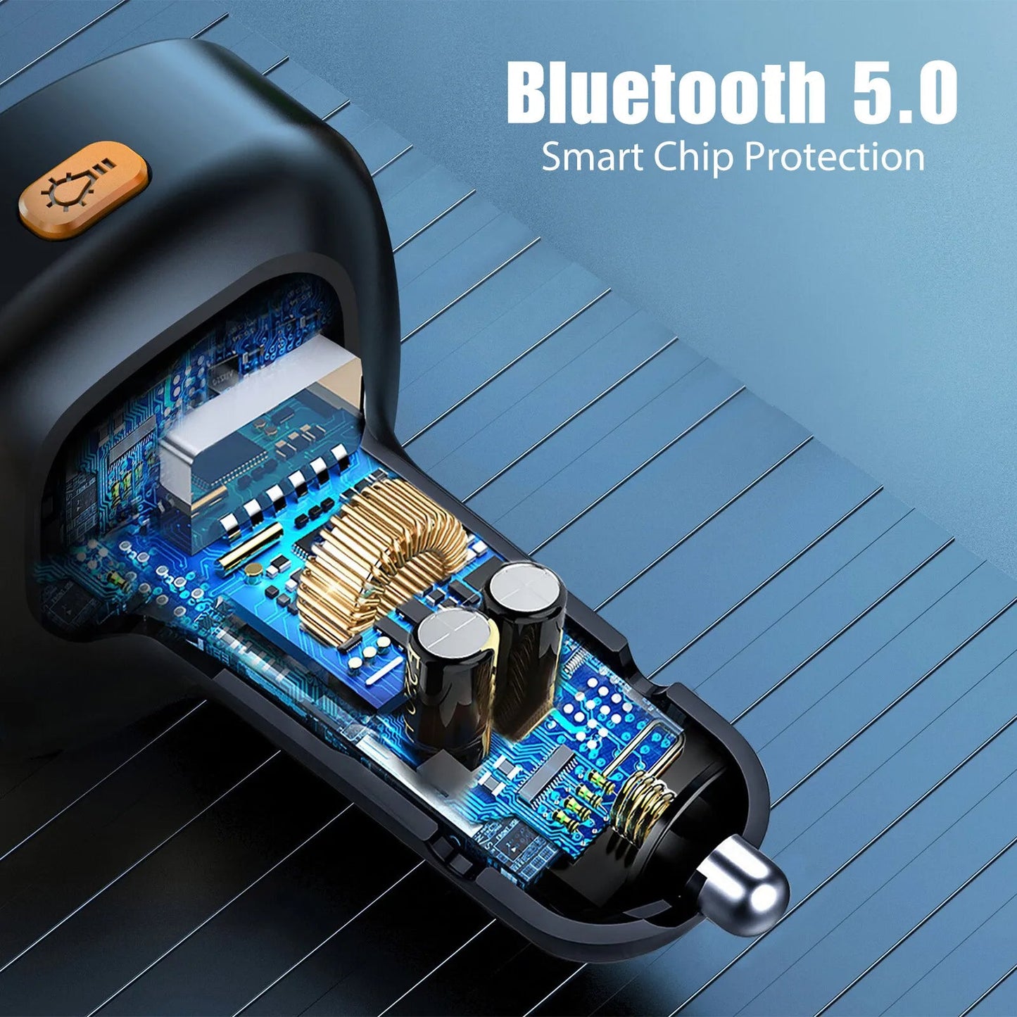 Bluetooth 5.0 Car Wireless FM Transmitter Adapter USB PD Charger AUX Hands-Free Noise Reduction Audio Receiver Car Kit Handsfree Dual DC-Powered by People