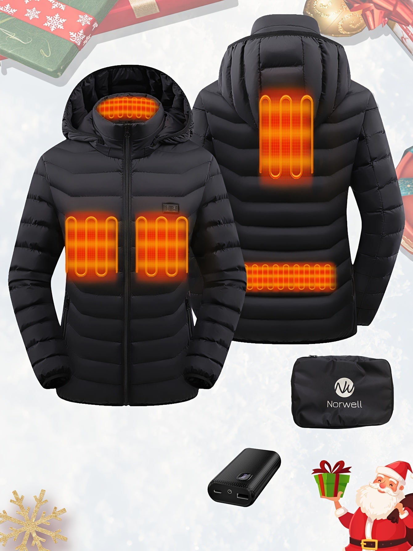 Women's Heated Jacket, Autumn & Winter Outdoor Sports Casual Warm Jacket, Autumn & Winter Outdoor Sports, Skiing Fashionable Heated Jacket, Perfect Gift for Christmas, Thanksgiving & New Year (Includes Battery) ferrersa