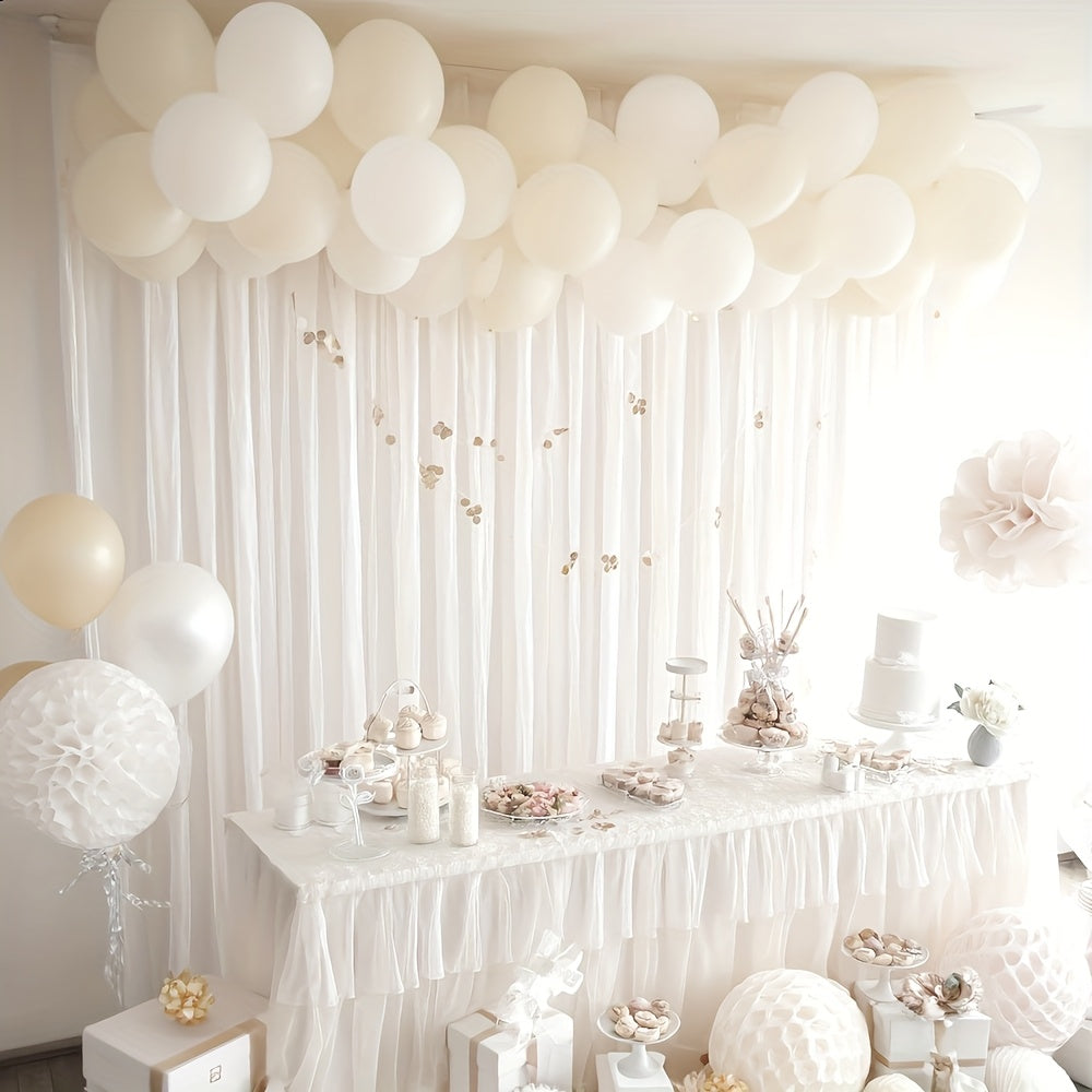 2pcs 59x118 Inch Sheer Tulle Backdrop Curtains - Premium Polyester Wedding Birthday Photo Booth Decor, Lightweight Transparent Background Drapes for Parties, Photography, Christmas, Valentine’s Day & More, Party Decorations ferrersa