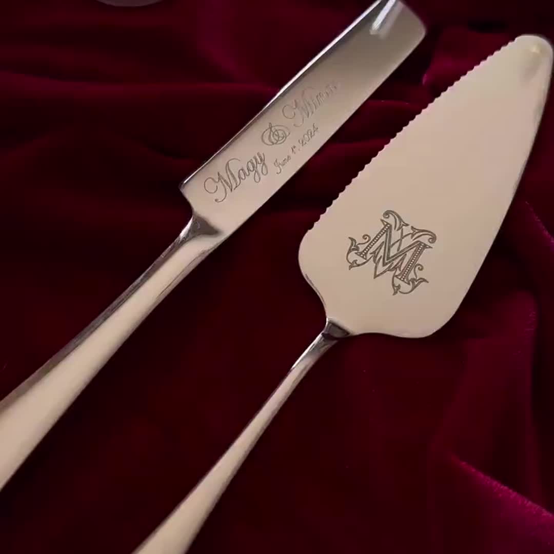 [2pcs Personalized Cake Set] 2pcs Stainless Steel Personalized Cake Tableware Set | Customized Text for Gifting to Family and Friends | Suitable for Weddings, Anniversaries, Birthdays, Holidays, Christmas | Dishwasher Safe ferrersa
