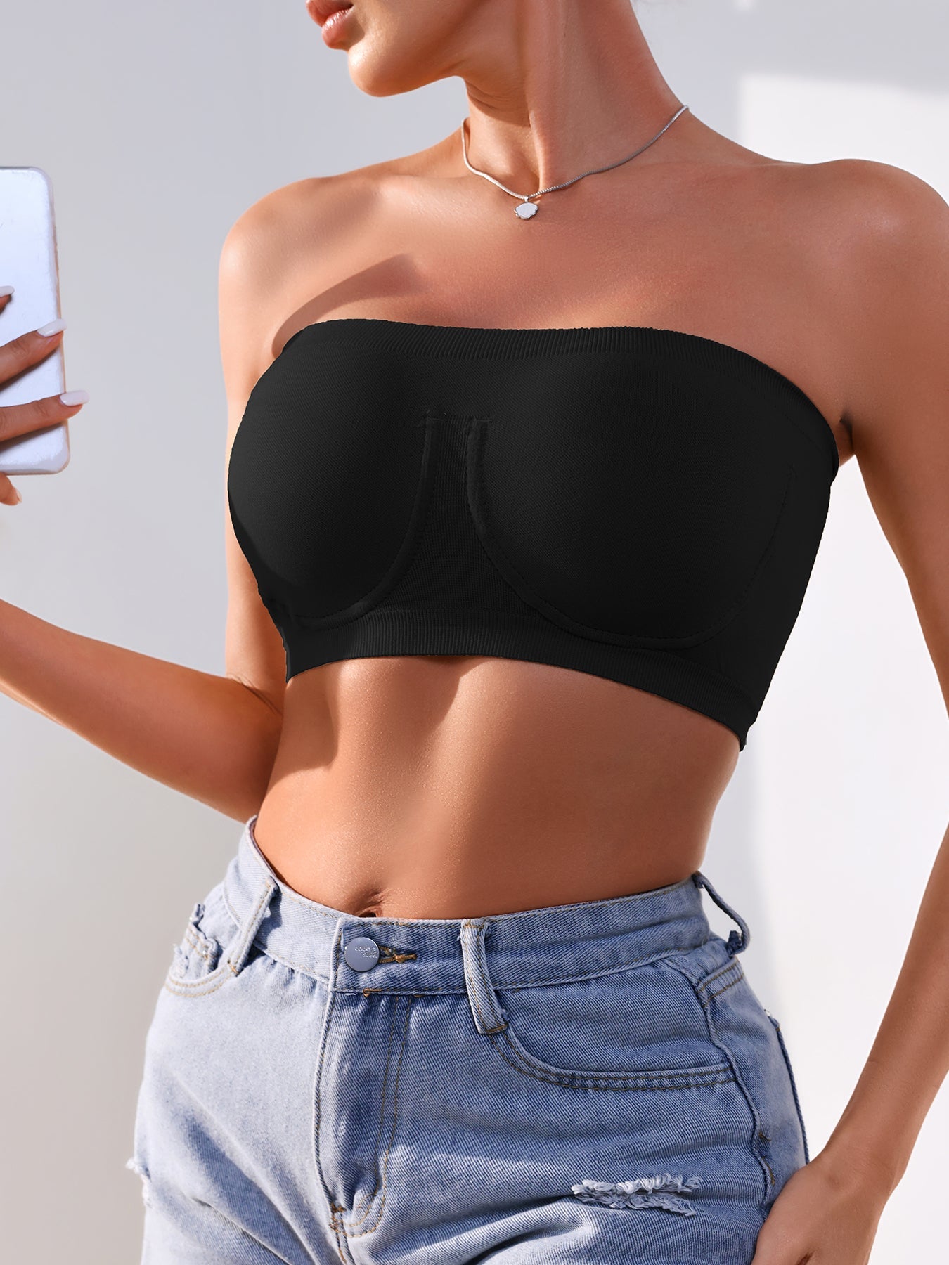 3PCS EssElegance Strapless Seamless Bandeau Tube Bra - Wire-Free Non-Slip Design, High-Stretch & Breathable For Backless Dresses, Daily Comfort ferrersa